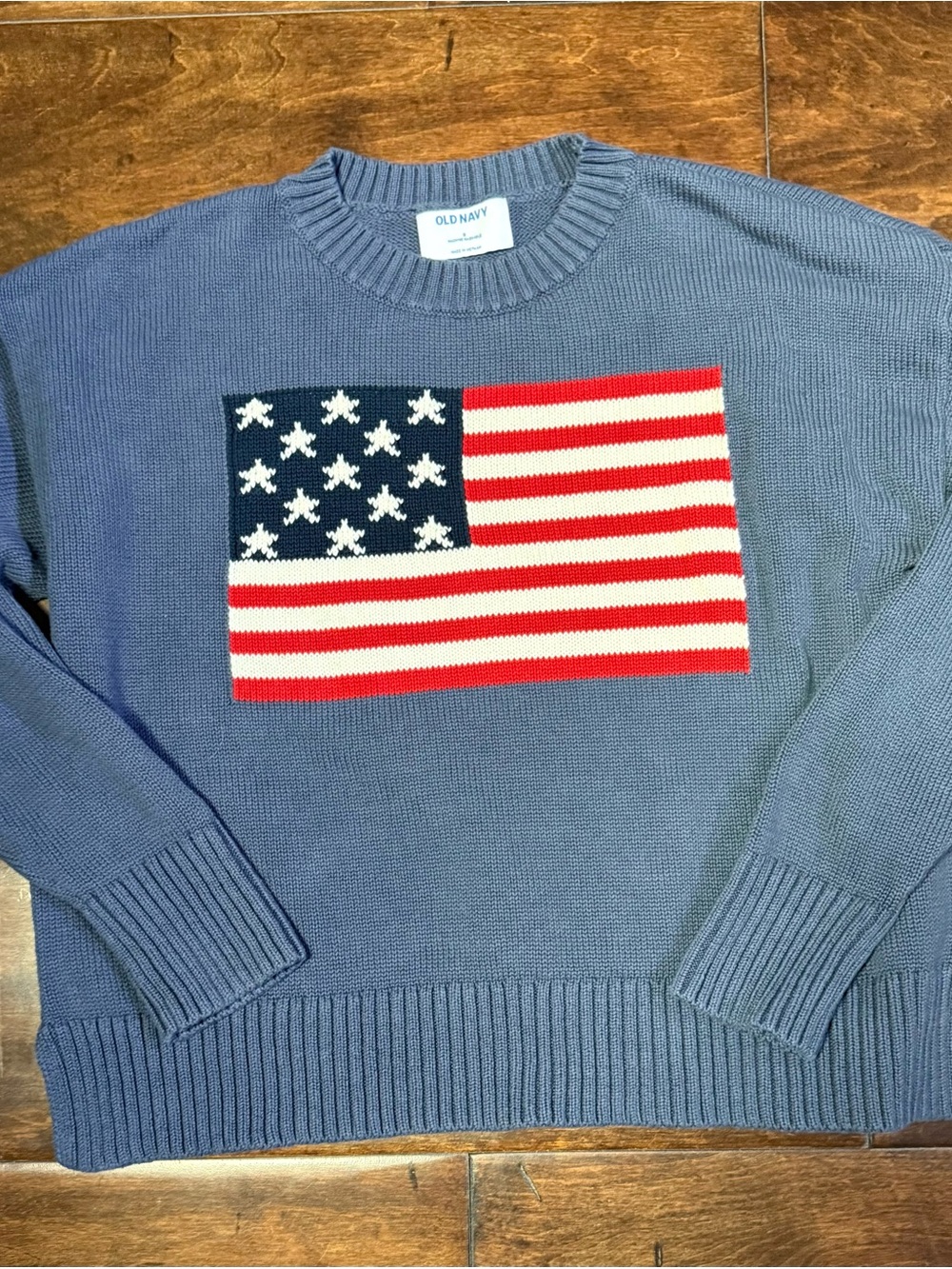 Old Navy Women’s USA Flag Blue Crewneck Sweater size small - Picture 3 of 10